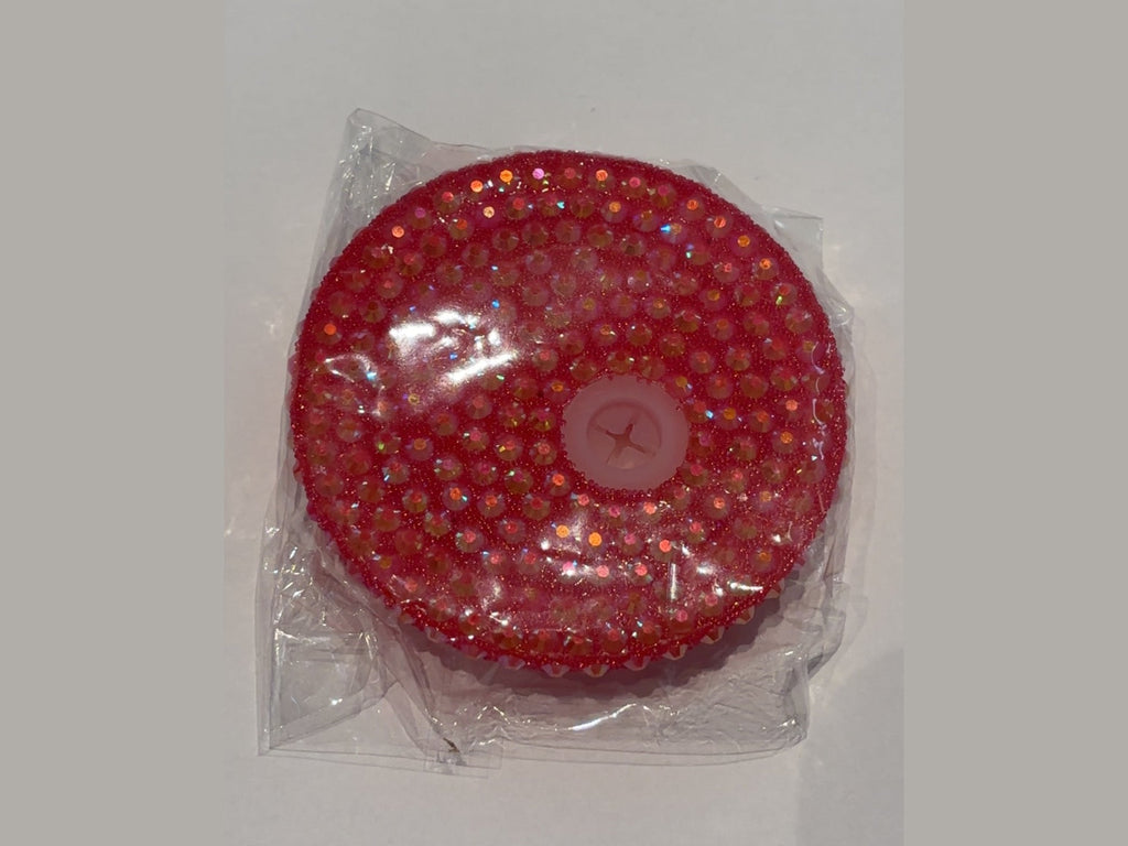 Red glitter 16oz lid with raised iridescent dots and cross-shaped transparent insert
