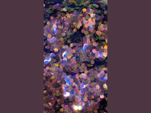 Bloom multicolor hexagonal glitter in purple pink and blue with iridescent shimmer