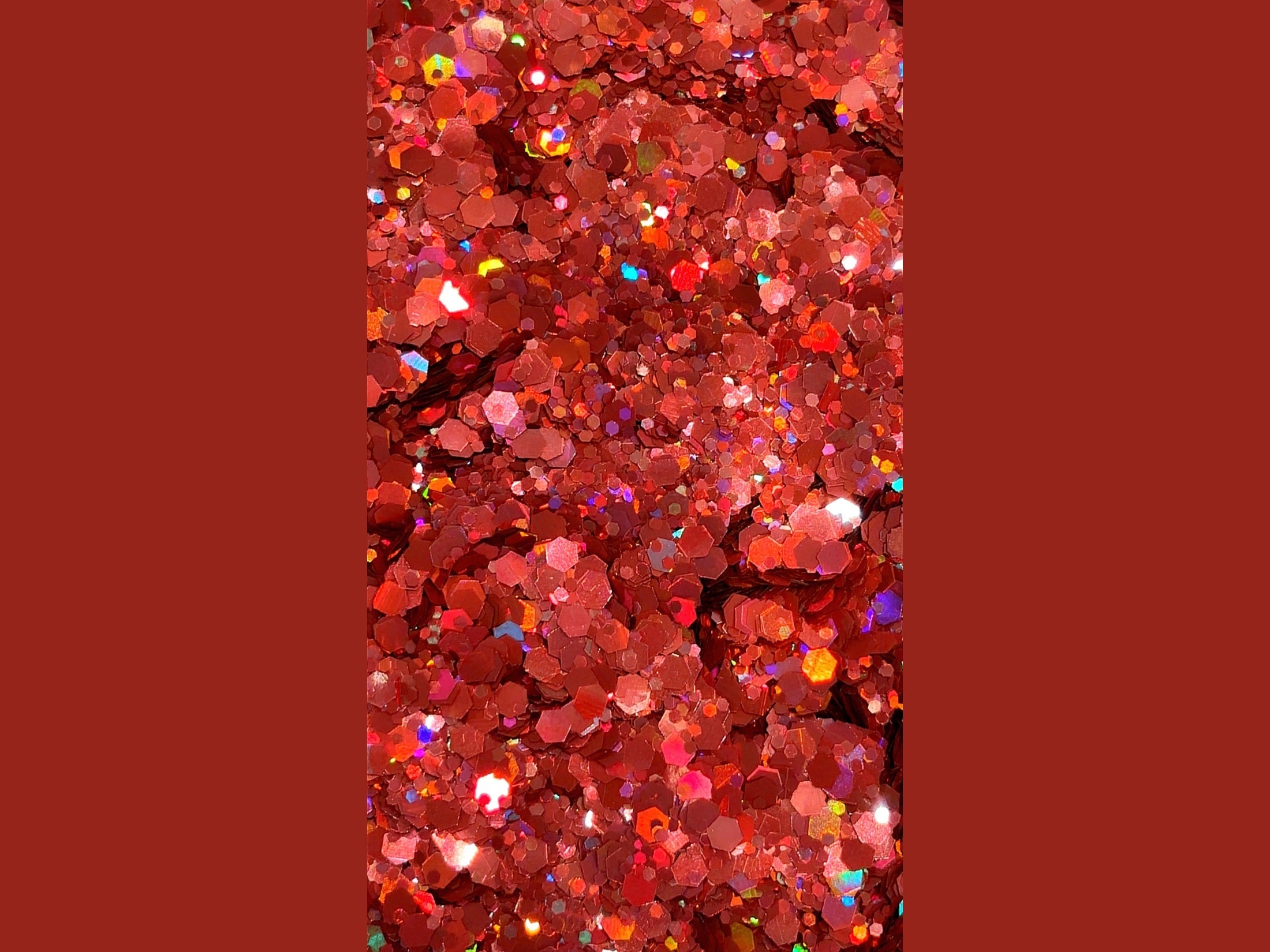 Ruby Flair chunky glitter mix in cherry red with color shift to blue gold pink and purple