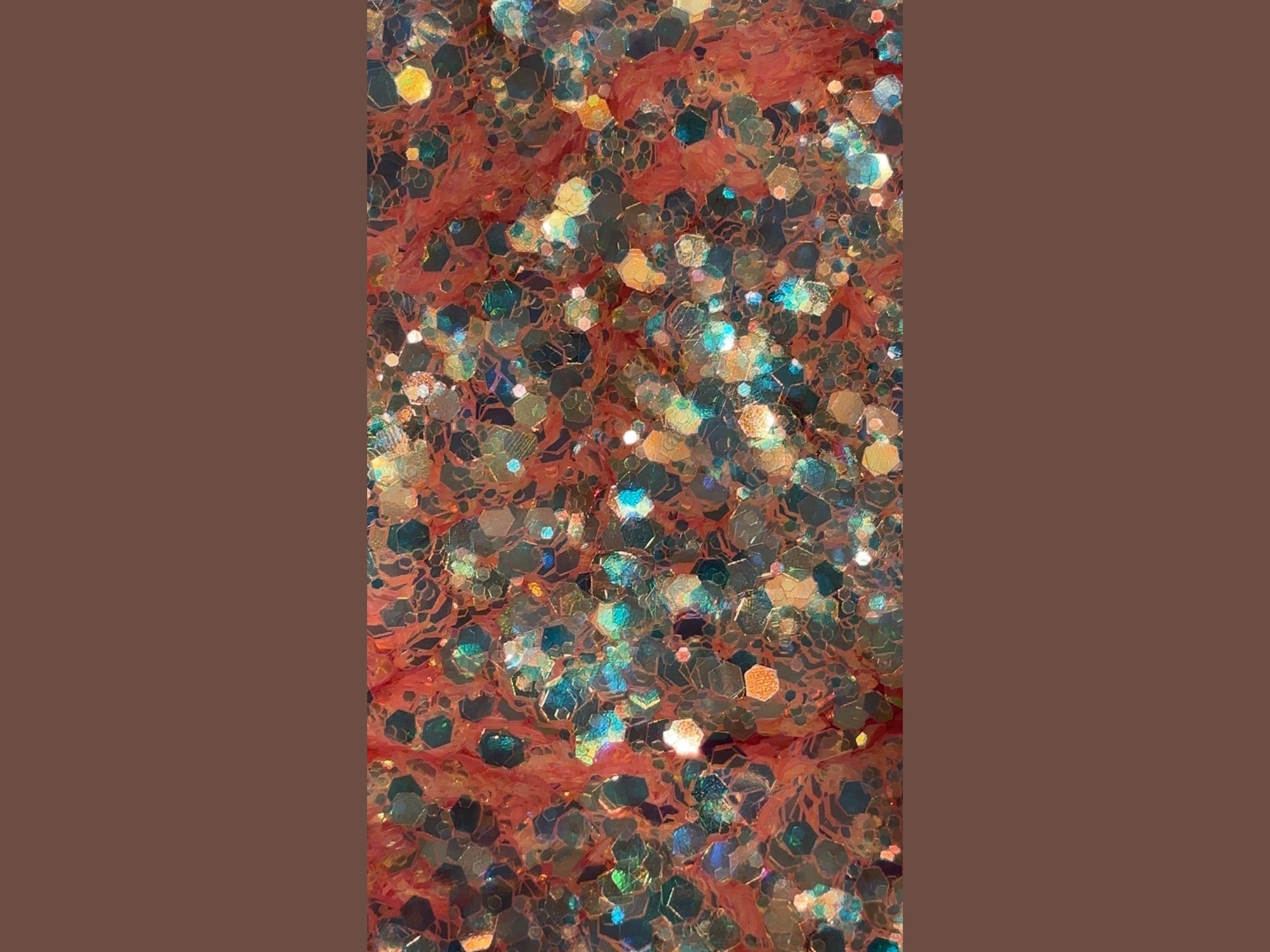 Mermaid Blush glitter with light pink base and blue aqua iridescent hexagonal shift