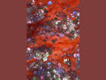 Emerald Flare pink glitter fabric with iridescent hexagonal silver and green color shift