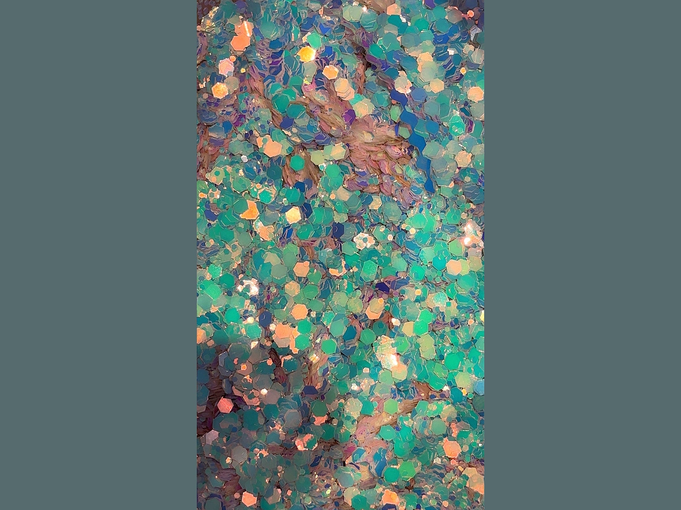 Tropic Horizon Icy Collection hexagonal glitter blend white turquoise aqua blue coral pink