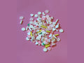 Colorful candy clay charms mix with lollipops hearts and strawberries for DIY jewelry making