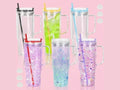 40oz clear double-walled tumbler with handle, glitter interior options and straw lid