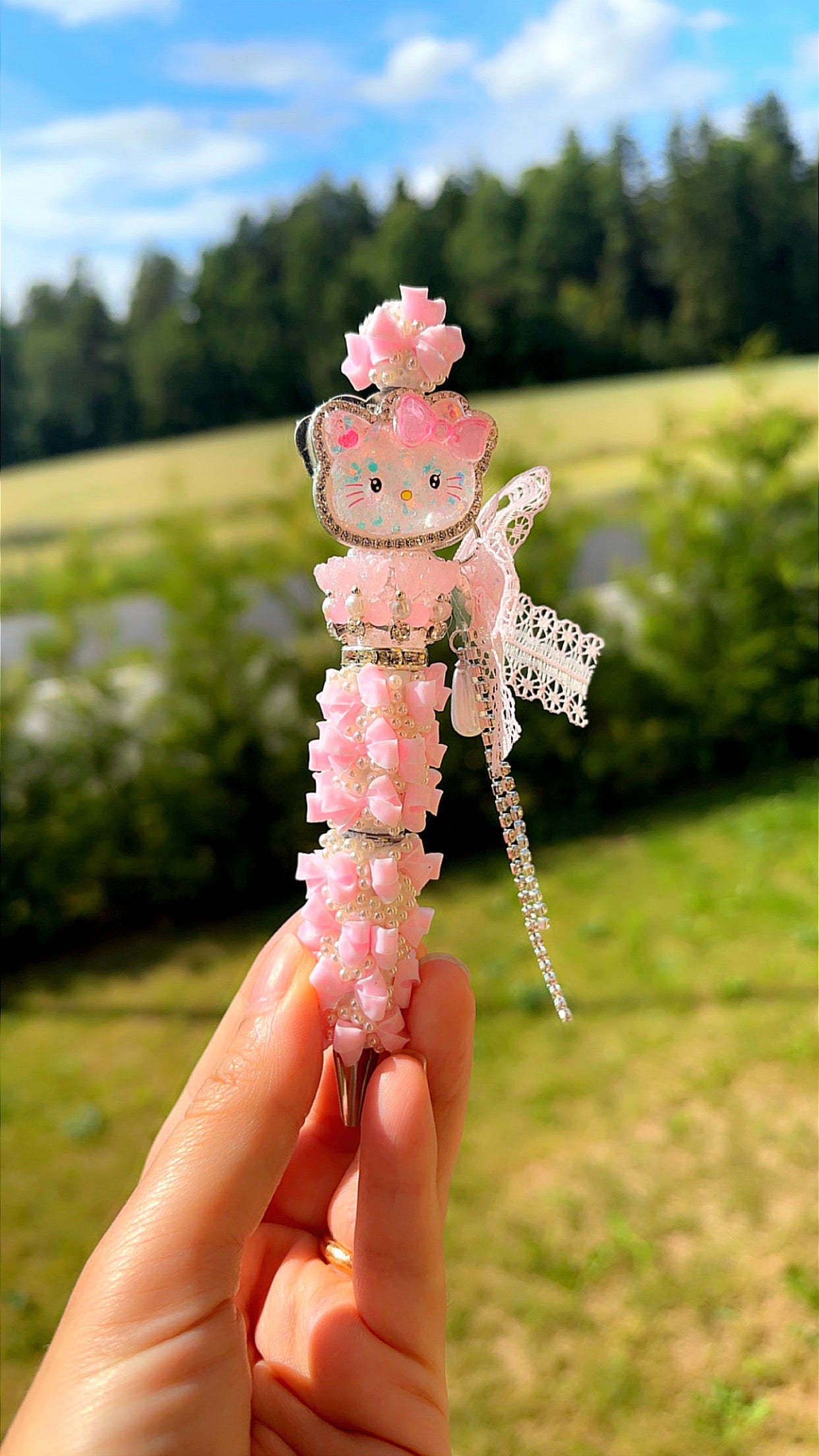 Kawaii Pink Kitty Bow Pen