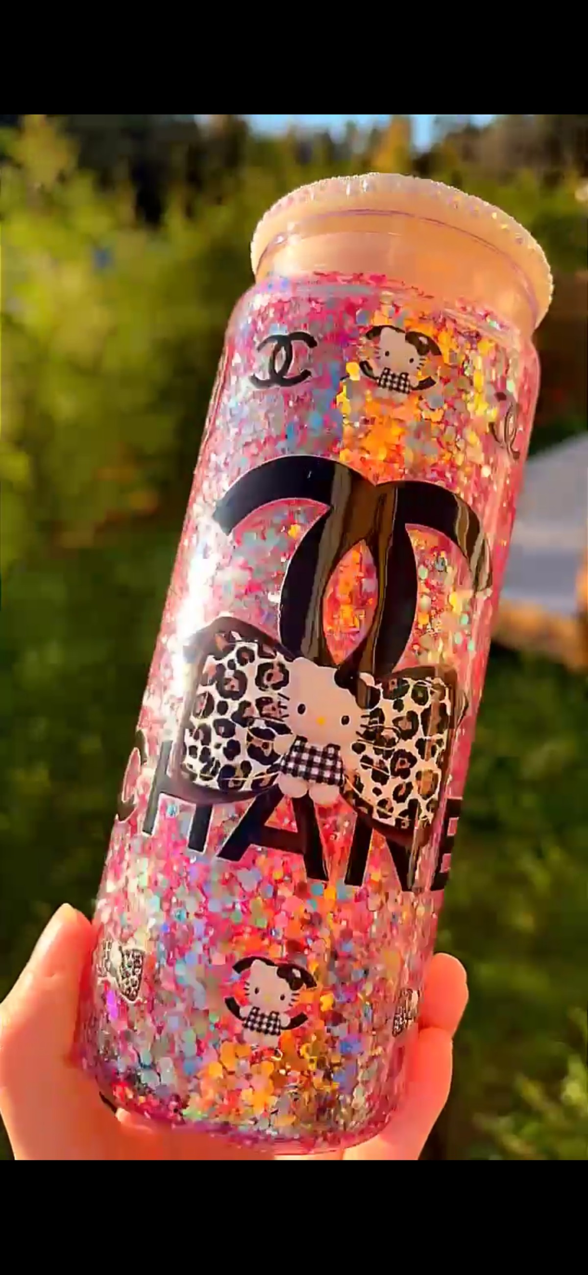 Hello Kitty Chanel inspired Snowglobe Tumbler